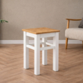 Taboret drewniany (sosnowy) - Biały + Dąb