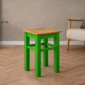 Taboret drewniany (sosnowy) - Zielony + Dąb