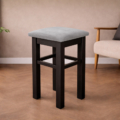 Taboret tapicerowany welurowy (sosnowy) - Czarny + Szary