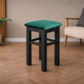 Taboret tapicerowany welurowy (sosnowy) - Czarny + Zielony