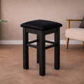 Taboret tapicerowany welurowy (sosnowy) - Czarny